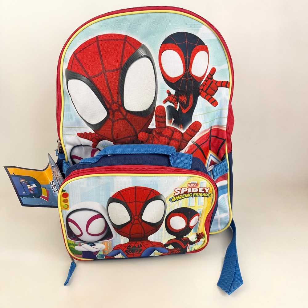 Spider-Man Backpack & Insulated Lunch Bag Detachable Marvel Boys New With Tags